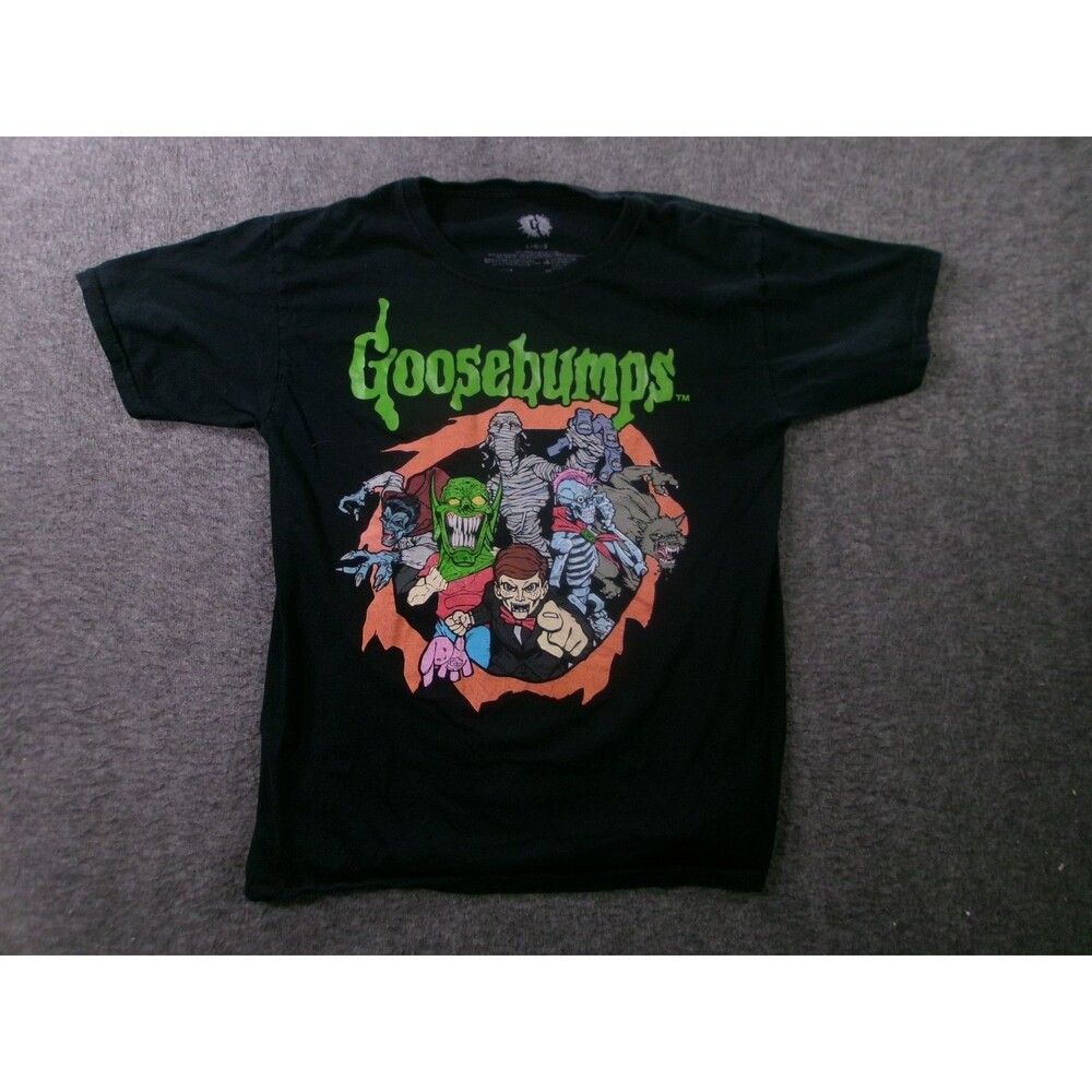 Goosebumps Shirt Mens L Black Slappy the Dummy 90s TV Books Causal Everyday Tee